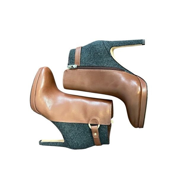 Antonio Melani "Knightlee" Chestnut Gray Leather Italy Pointed Boots - Picture 8 of 9